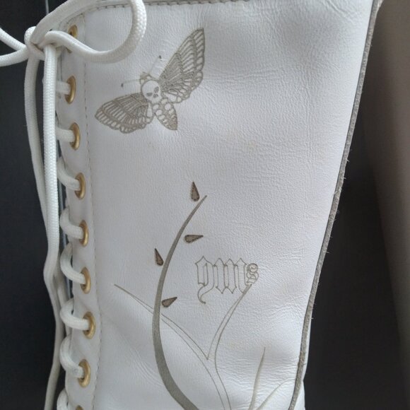 Vintage Dr Martens White Leather 'Deathmoth' Garden 14 Eyelet Zip Boot US Sz 9 - Picture 5 of 16